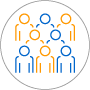 Diversity Icon Exterior circle outline with an interior outline of multiple people